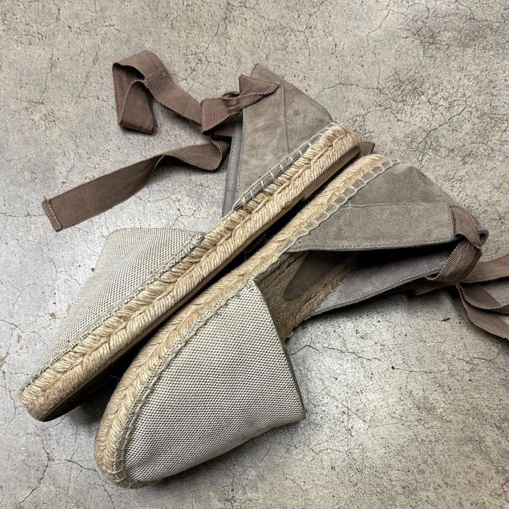 * Vince Camuto Gray Espadrilles with Brown Ribbon